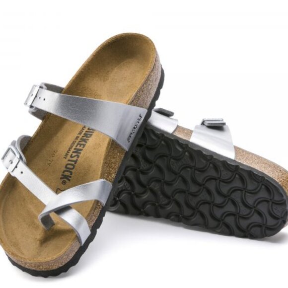 Birkenstock Shoes - Birkenstock Mayari Birko-Flor Women's Size 39/8.5 Silver Toe Loop Strap Sandal